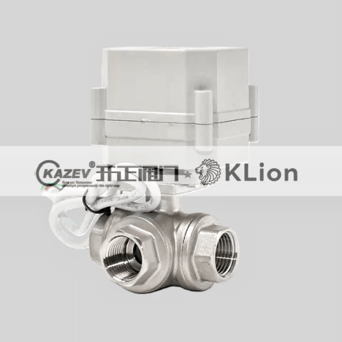 Mini electric threaded three-way ball valve