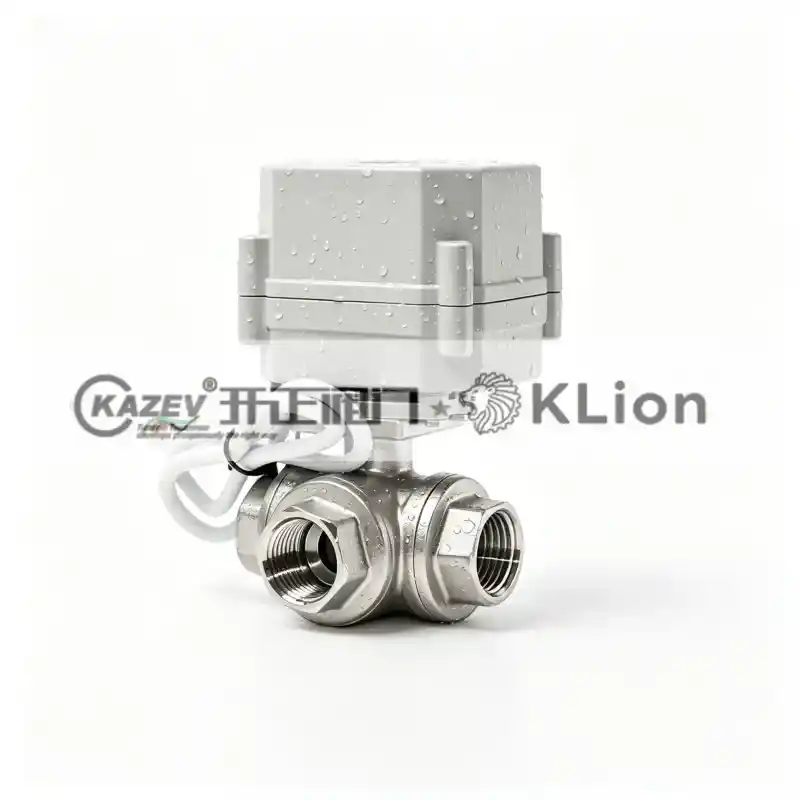 Mini electric threaded three way ball valve